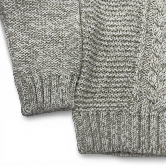 Paolo Mondo Shawl Collar Cable Knit Sweater Mens XL Italy Beige Wool Blend NWT - Picture 9 of 10